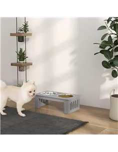 PawHut Raised Dog Feeding Bowls with Stand, Stainless Steel for  Extra Small and Small Dog, 44L x 24W x 15H cm - Grey 2