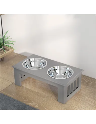 PawHut Raised Dog Feeding Bowls with Stand, Stainless Steel for  Extra Small and Small Dog, 44L x 24W x 15H cm - Grey