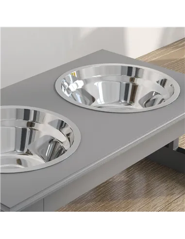 PawHut Raised Dog Feeding Bowls with Stand, Stainless Steel for  Extra Small and Small Dog, 44L x 24W x 15H cm - Grey