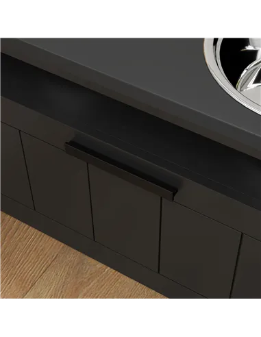 PawHut Raised Dog Bowl with Slow Feeder, Two Stainless Steel Dog Bowls, Drawer, for Large and Extra Large Dogs, Black