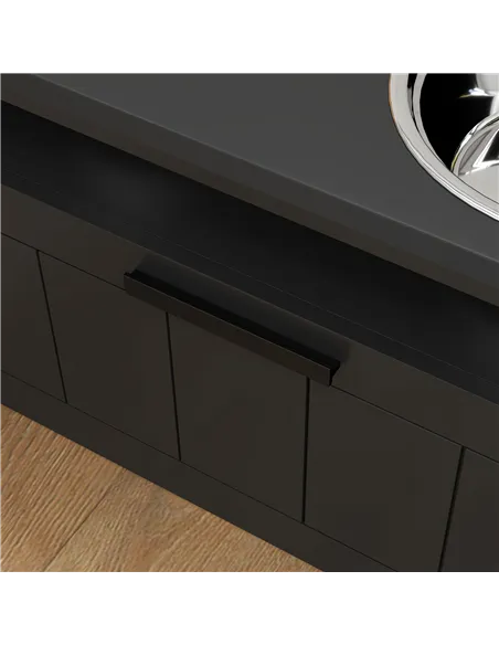 PawHut Raised Dog Bowl with Slow Feeder, Two Stainless Steel Dog Bowls, Drawer, for Large and Extra Large Dogs, Black