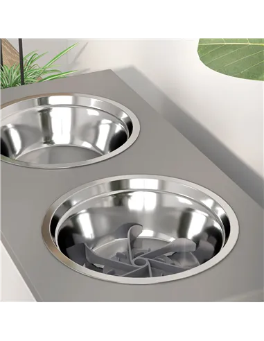 PawHut 3 Height Adjustable Raised Dog Bowls, Dog Feeding Storage Station w/ Slow Feeder Mat, 2 Stainless Steel Bowls