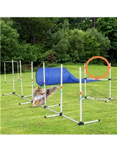 PawHut Dog Agility Equipment Training Set Carry Bag Adjustable (Pole + Hoop + Hurdle+Tunnel + Pause Box) 2