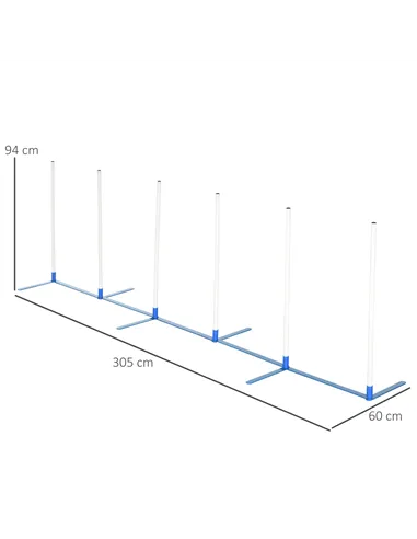 PawHut Dog Agility Equipment Training Adjustable Obstacle Course Set with 6 Weaves Poles Storage Bag for Pet Outdoor Games Exerc