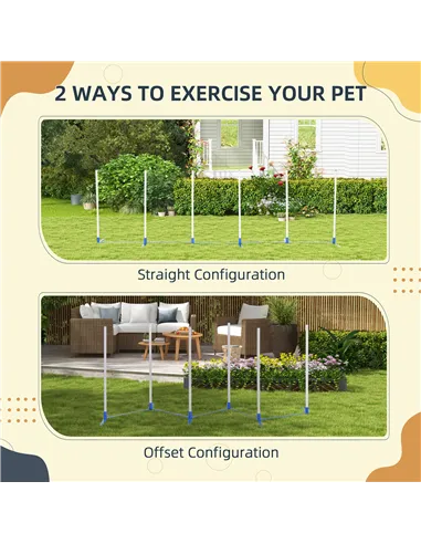 PawHut Dog Agility Equipment Training Adjustable Obstacle Course Set with 6 Weaves Poles Storage Bag for Pet Outdoor Games Exerc