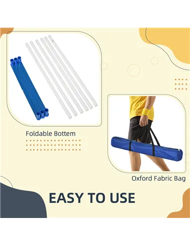 PawHut Dog Agility Equipment Training Adjustable Obstacle Course Set with 6 Weaves Poles Storage Bag for Pet Outdoor Games Exerc