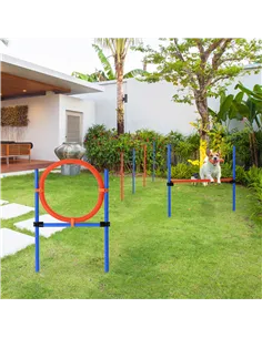 PawHut Pet Agility Training Equipment Dog Play Run Jump Obedience Training Set Adjustable (Pole + Hoop + Hurdle) 2