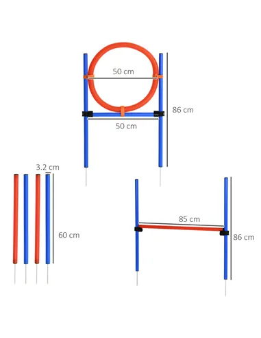 PawHut Pet Agility Training Equipment Dog Play Run Jump Obedience Training Set Adjustable (Pole + Hoop + Hurdle)