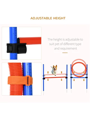 PawHut Pet Agility Training Equipment Dog Play Run Jump Obedience Training Set Adjustable (Pole + Hoop + Hurdle)