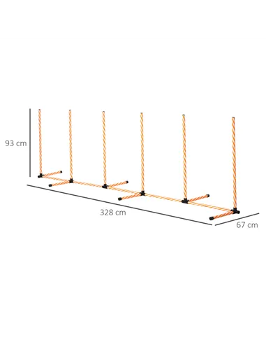 PawHut Dog Agility Equipment Pet Outdoor Training Play Run Obstacle w/ 6 Weaves Poles Whistle Carrying Bag