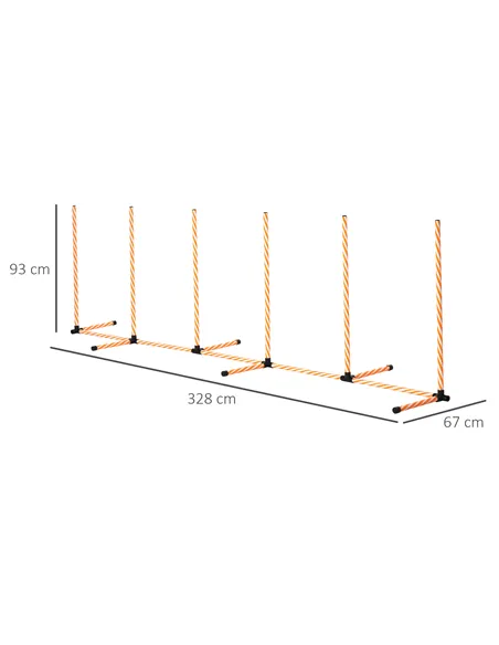PawHut Dog Agility Equipment Pet Outdoor Training Play Run Obstacle w/ 6 Weaves Poles Whistle Carrying Bag