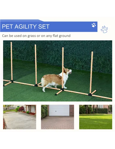 PawHut Dog Agility Equipment Pet Outdoor Training Play Run Obstacle w/ 6 Weaves Poles Whistle Carrying Bag