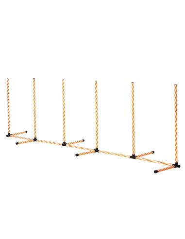 PawHut Dog Agility Equipment Pet Outdoor Training Play Run Obstacle w/ 6 Weaves Poles Whistle Carrying Bag