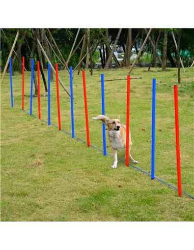 PawHut Dog Agility Training Equipment Dog Play Run Obedience Training Set Adjustable (Poles)