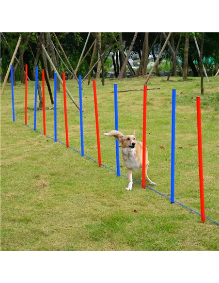 PawHut Dog Agility Training Equipment Dog Play Run Obedience Training Set Adjustable (Poles)