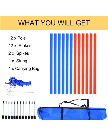PawHut Dog Agility Training Equipment Dog Play Run Obedience Training Set Adjustable (Poles)