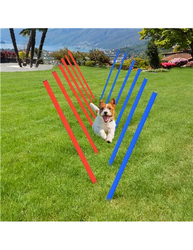 PawHut Dog Agility Training Equipment Dog Play Run Obedience Training Set Adjustable (Poles)