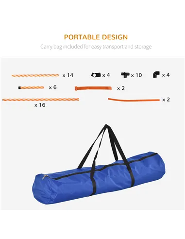 PawHut Dog Agility Equipment Pet Training Set with Adjustable Height Jump Ring Hurdle Whistle Weave Poles Square Pause Box Carry