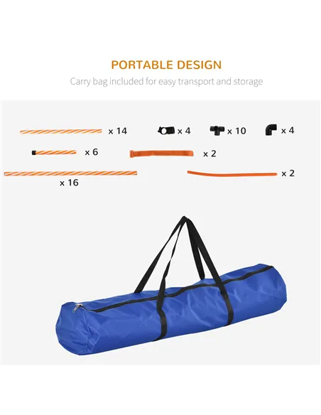 PawHut Dog Agility Equipment Pet Training Set with Adjustable Height Jump Ring Hurdle Whistle Weave Poles Square Pause Box Carry