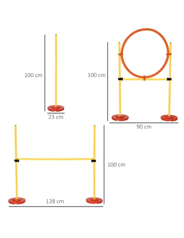 PawHut Dog Agility Equipment Training Portable Obstacle for Pet w/Adjustable Hurdles, Jumping Ring, Weave Poles