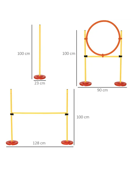 PawHut Dog Agility Equipment Training Portable Obstacle for Pet w/Adjustable Hurdles, Jumping Ring, Weave Poles
