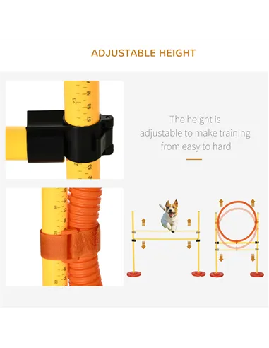 PawHut Dog Agility Equipment Training Portable Obstacle for Pet w/Adjustable Hurdles, Jumping Ring, Weave Poles