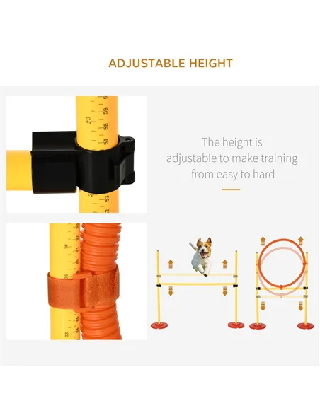 PawHut Dog Agility Equipment Training Portable Obstacle for Pet w/Adjustable Hurdles, Jumping Ring, Weave Poles