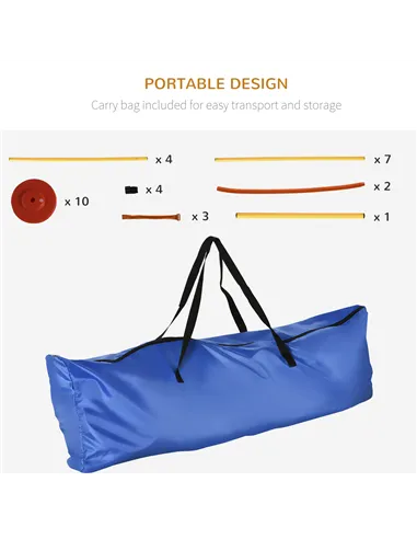 PawHut Dog Agility Equipment Training Portable Obstacle for Pet w/Adjustable Hurdles, Jumping Ring, Weave Poles