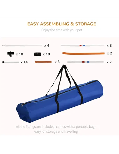 PawHut 3 Piece Pet Agility Training Equipment Dog Play Run Jump Obedience Training Set Adjustable (Pole + Hoop + Hurdle)