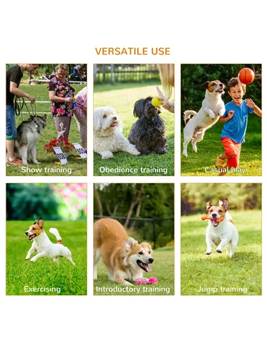 PawHut 3 Piece Pet Agility Training Equipment Dog Play Run Jump Obedience Training Set Adjustable (Pole + Hoop + Hurdle)