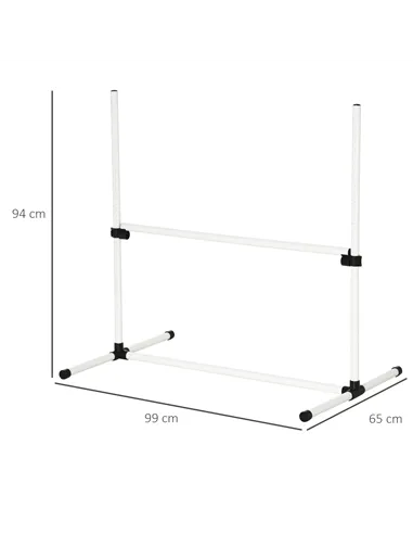 PawHut 4 Pieces Dog Agility Training Equipment, Adjustable Height Jumps Hurdle with Carrying Bag for Outdoor, White