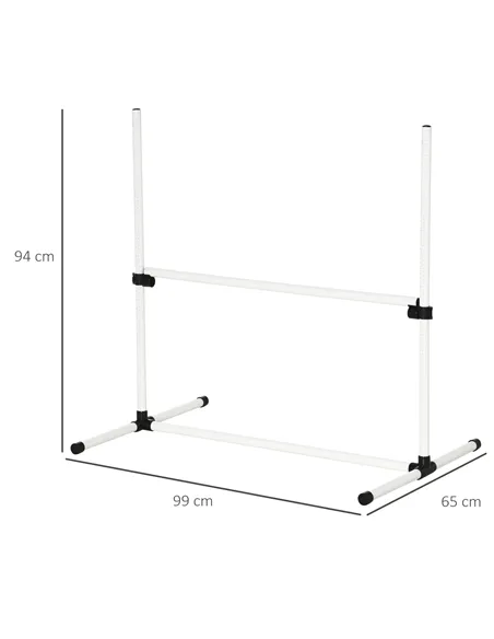 PawHut 4 Pieces Dog Agility Training Equipment, Adjustable Height Jumps Hurdle with Carrying Bag for Outdoor, White