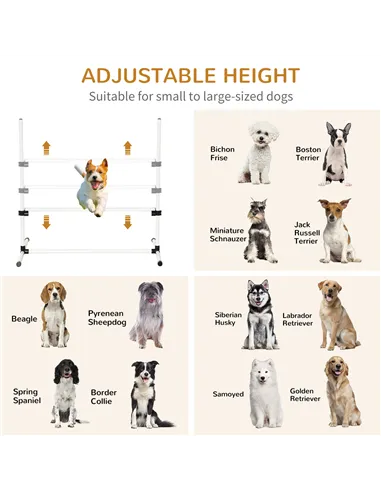 PawHut 4 Pieces Dog Agility Training Equipment, Adjustable Height Jumps Hurdle with Carrying Bag for Outdoor, White