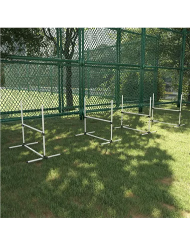 PawHut 4 Pieces Dog Agility Training Equipment, Adjustable Height Jumps Hurdle with Carrying Bag for Outdoor, White