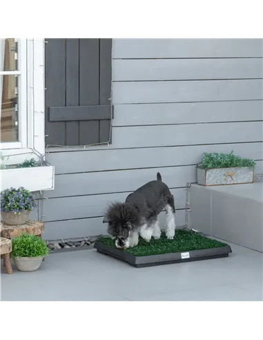PawHut Indoor Pet Dog Toilet Mat Potty Tray Training Grass Restroom with Tray and Loo Pad
