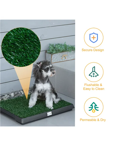 PawHut Indoor Pet Dog Toilet Mat Potty Tray Training Grass Restroom with Tray and Loo Pad