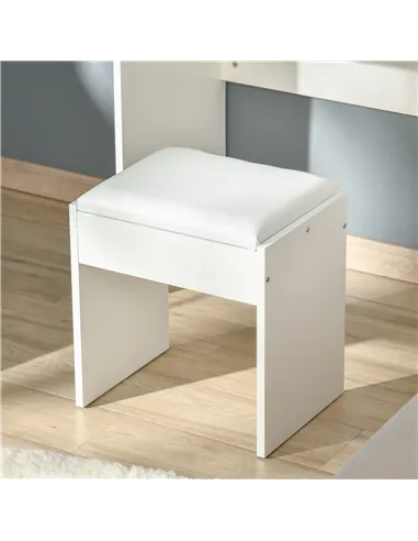 HOMCOM Makeup Desk with Drawer, Vanity Table Set with Flip-up Mirror and Cushioned Stool, White