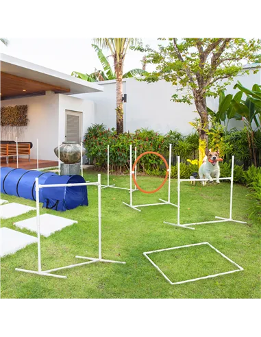 PawHut Six-Piece Dog Agility Equipment Set, with Carry Bag - Multicoloured