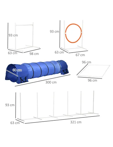 PawHut Six-Piece Dog Agility Equipment Set, with Carry Bag - Multicoloured