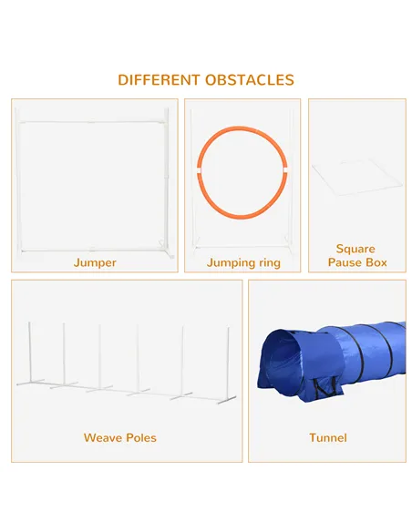 PawHut Six-Piece Dog Agility Equipment Set, with Carry Bag - Multicoloured