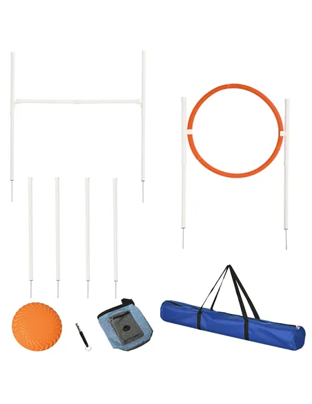 PawHut Dog Agility Training Equipment for Dogs with Carry Bag - Multicoloured