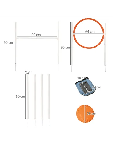 PawHut Dog Agility Training Equipment for Dogs with Carry Bag - Multicoloured