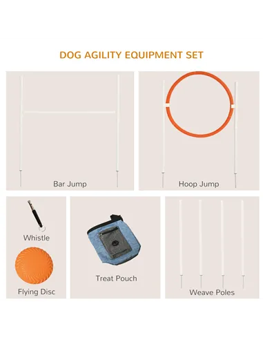 PawHut Dog Agility Training Equipment for Dogs with Carry Bag - Multicoloured