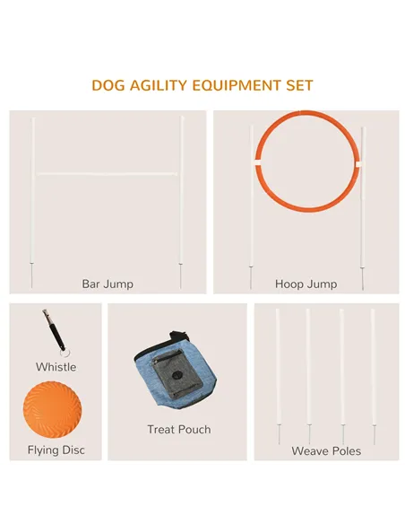 PawHut Dog Agility Training Equipment for Dogs with Carry Bag - Multicoloured