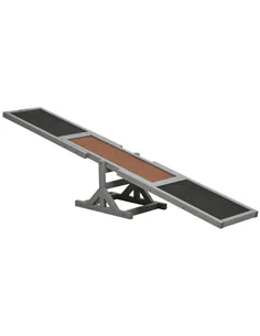 PawHut Wooden Pet Seesaw for Big Dogs, Dog Agility Equipment with Anti-Slip Surface - Grey