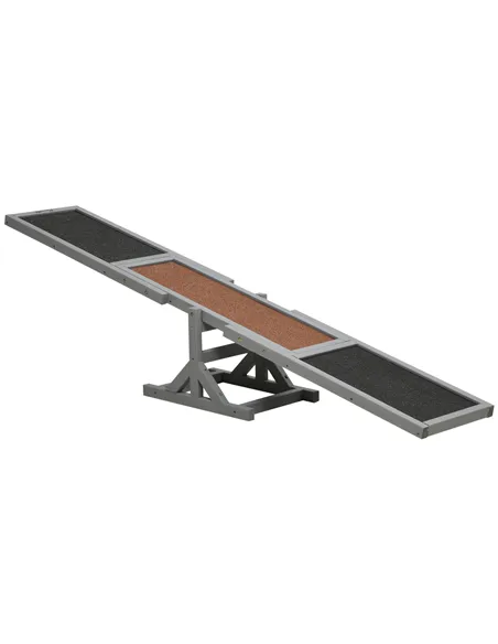PawHut Wooden Pet Seesaw for Big Dogs, Dog Agility Equipment with Anti-Slip Surface - Grey