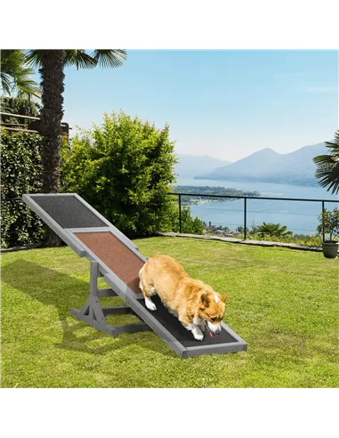 PawHut Wooden Pet Seesaw for Big Dogs, Dog Agility Equipment with Anti-Slip Surface - Grey