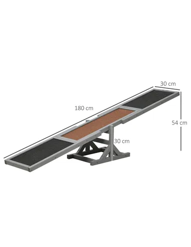 PawHut Wooden Pet Seesaw for Big Dogs, Dog Agility Equipment with Anti-Slip Surface - Grey