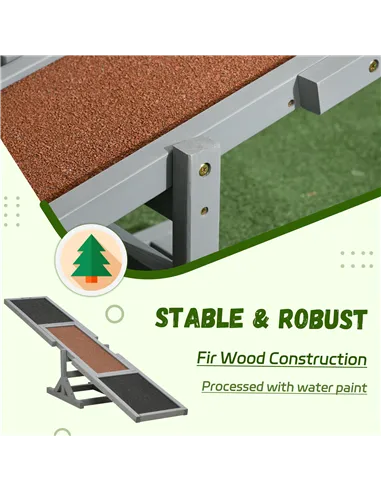 PawHut Wooden Pet Seesaw for Big Dogs, Dog Agility Equipment with Anti-Slip Surface - Grey