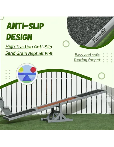 PawHut Wooden Pet Seesaw for Big Dogs, Dog Agility Equipment with Anti-Slip Surface - Grey
